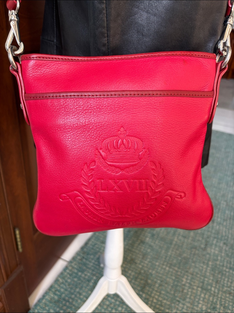Lauren Ralph Lauren Crossbody Bag leather red front embossed/large crest logo